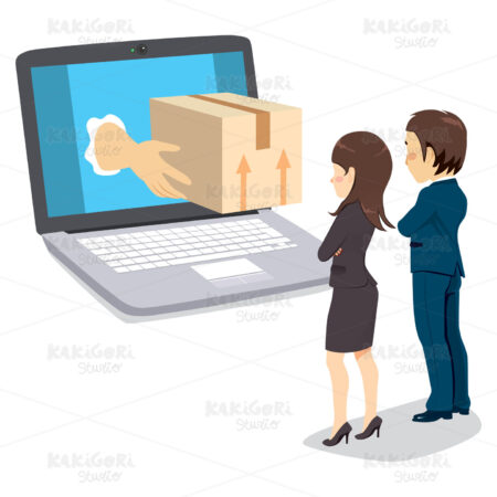Business People Online Delivery Laptop Clipart Vector Illustration 04410