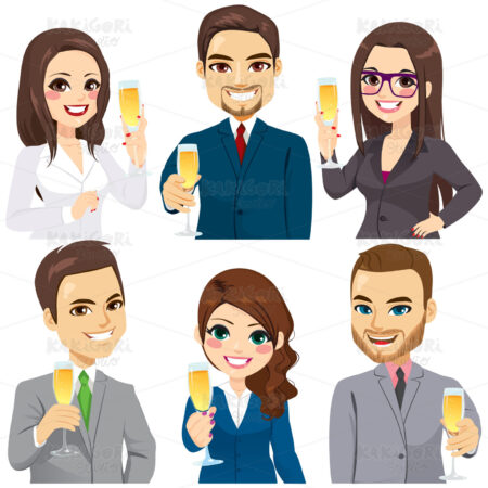 Business People Toasting Clipart Vector Illustration 04381