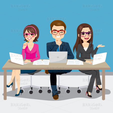Business Team Sitting Clipart Vector Illustration 03061