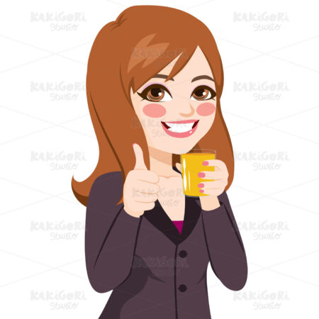 Business Woman Drinking Orange Juice Clipart Vector Illustration 04503