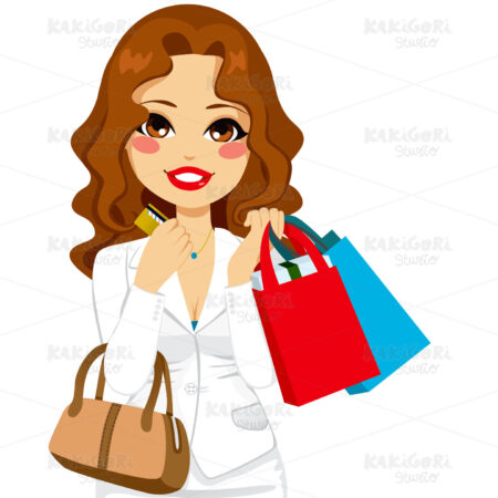 Business Woman Shopping Clipart Vector Illustration 01201