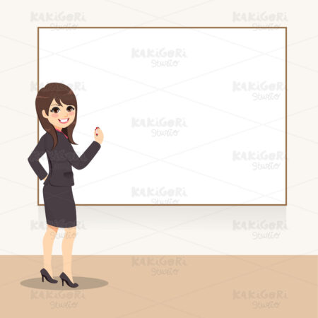 Business Woman Writing On Whiteboard Clipart Vector Illustration 04636