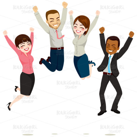 Business Workers Jumping Clipart Vector Illustration 02460