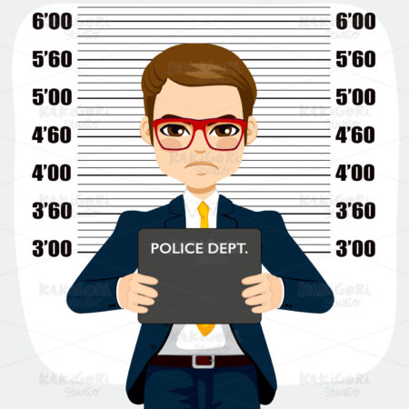 Businessman Arrested Mugshot Clipart Vector Illustration 03089