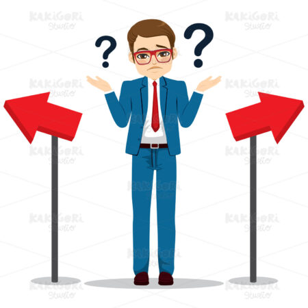 Businessman Choosing Way Clipart Vector Illustration 04124