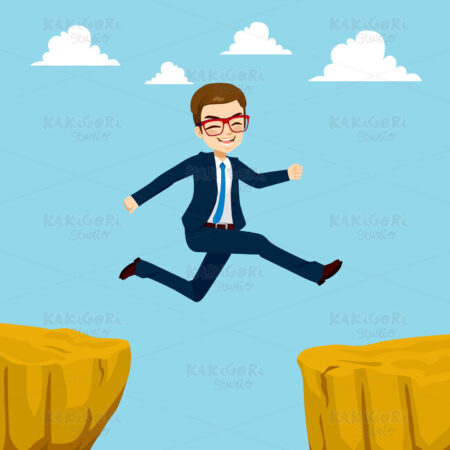 Businessman Cliff Gap Clipart Vector Illustration 02495