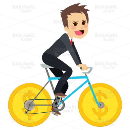 Businessman Coin Bicycle Clipart Vector Illustration 03386