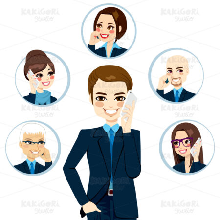 Businessman Contact Network Clipart Vector Illustration 01318
