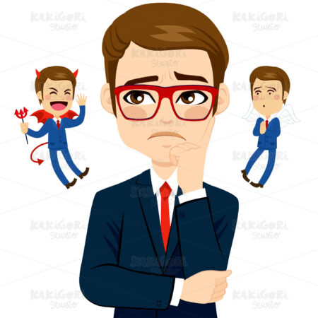 Businessman Devil Angel Clipart Vector Illustration 02452