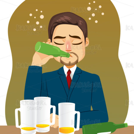 Businessman Drinking Alcohol Addiction Concept Clipart Vector Illustration 05142