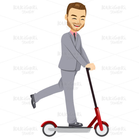 Businessman Electric Scooter Clipart Vector Illustration 04522