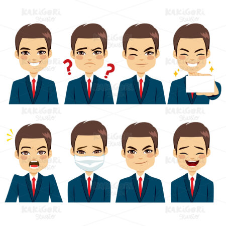 Businessman Expressions Avatar Clipart Vector Illustration 04421