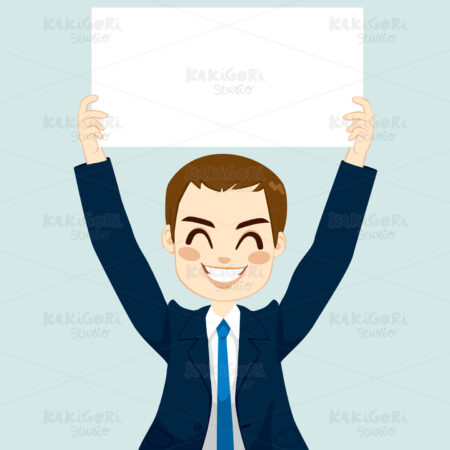 Businessman Holding White Board Clipart Vector Illustration 01279