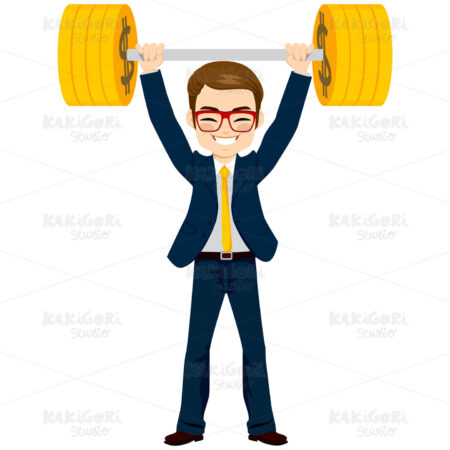 Businessman Lifting Up Money Clipart Vector Illustration 02883
