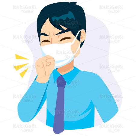 Businessman Mask Coughing Clipart Vector Illustration 04277