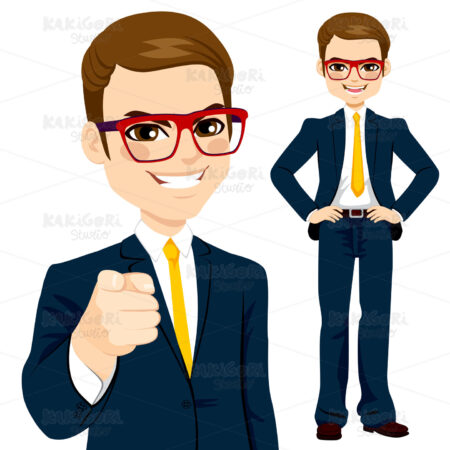 Businessman Pointing Finger Clipart Vector Illustration 02834