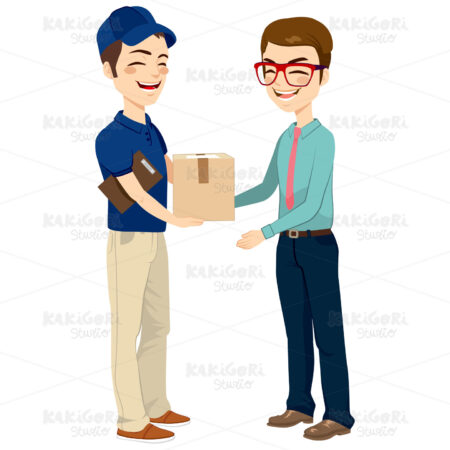 Businessman Receiving Mail Package Clipart Vector Illustration 02132