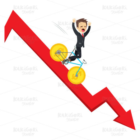 Businessman Riding Falling Chart Clipart Vector Illustration 03407