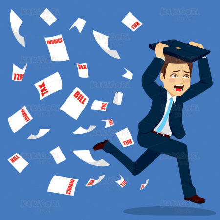 Businessman Running Away Scared Clipart Vector Illustration 03051