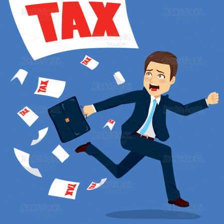 Businessman Running Of Tax Papers Clipart Vector Illustration 03025
