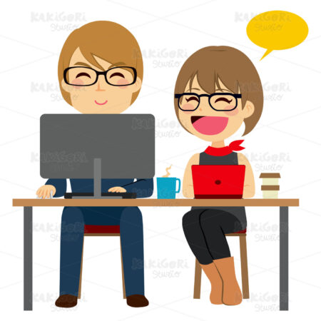 Businessman Secretary Working Clipart Vector Illustration 02190