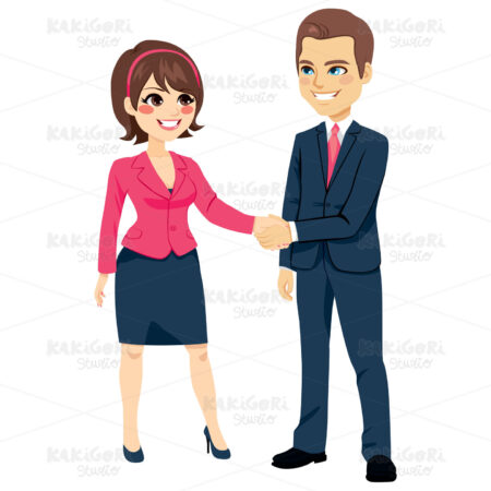 Businessman Shaking Hands Businesswoman Clipart Vector Illustration 02699