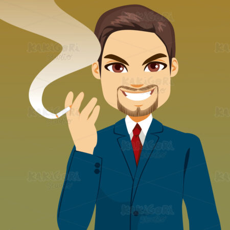 Businessman Smoking Holding Cigarette Clipart Vector Illustration 05140