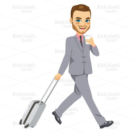 Businessman Travel Suitcase Clipart Vector Illustration 03515