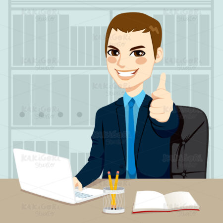 Businessman Working At Office Clipart Vector Illustration 01280