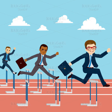 Businessmen Competition Jumping Hurdle Clipart Vector Illustration 02473