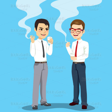 Businessmen Smoking Cigarette Clipart Vector Illustration 03955