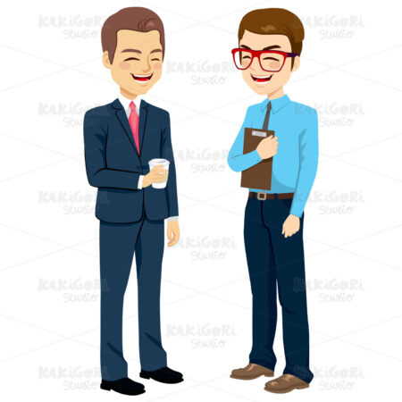 Businessmen Talking Standing Clipart Vector Illustration 02745