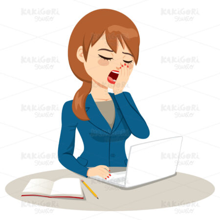 Businesswoman Bored Yawning Clipart Vector Illustration 04738