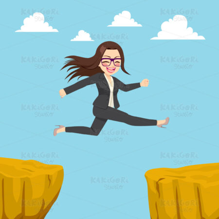 Businesswoman Cliff Gap Clipart Vector Illustration 02478
