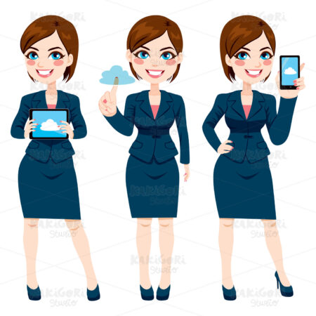Businesswoman Cloud Computing Clipart Vector Illustration 02174