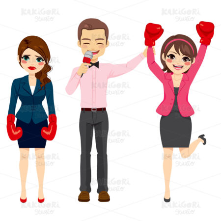 Businesswoman Combat Winner Clipart Vector Illustration 02827