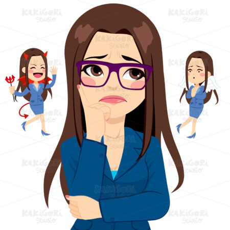 Businesswoman Devil Angel Clipart Vector Illustration 02453