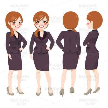 Businesswoman Different Angle View Clipart Vector Illustration 04436