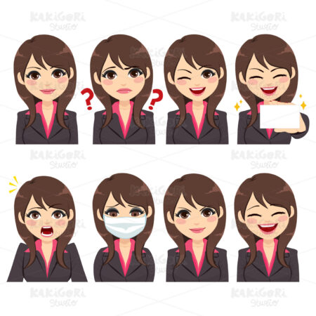 Businesswoman Expressions Avatar Clipart Vector Illustration 04422