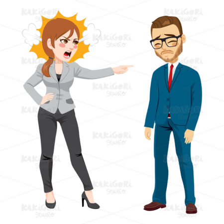 Businesswoman Firing Businessman Clipart Vector Illustration 03572