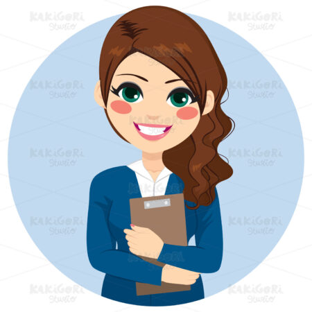 Businesswoman Holding Folder Clipart Vector Illustration 03363