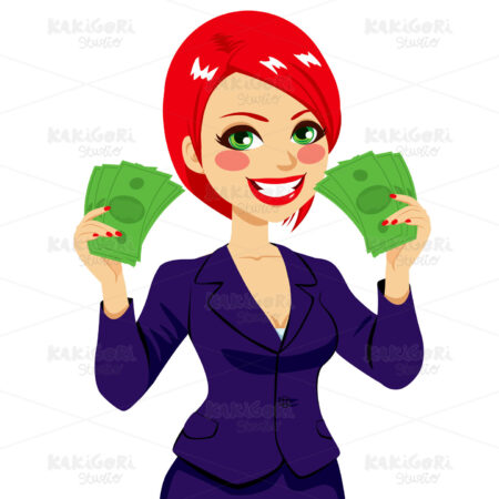 Businesswoman Money Fan Success Clipart Vector Illustration 02065