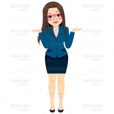 Businesswoman Shrugging Confused Clipart Vector Illustration 04031