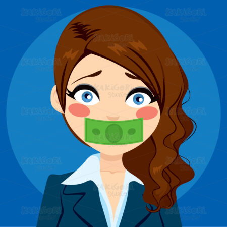 Businesswoman Silenced With Money Clipart Vector Illustration 03138