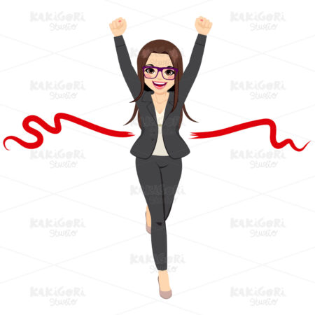 Businesswoman Success Winner Concept Clipart Vector Illustration 02738
