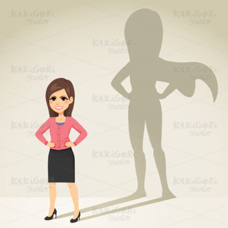 Businesswoman Super Hero Shadow Clipart Vector Illustration 04984
