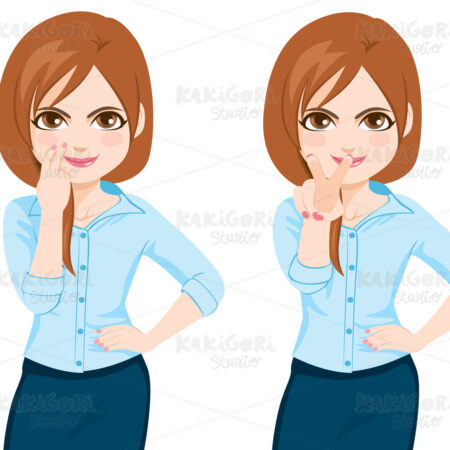 Businesswoman Watching You Motion Gesture Clipart Vector Illustration 04982