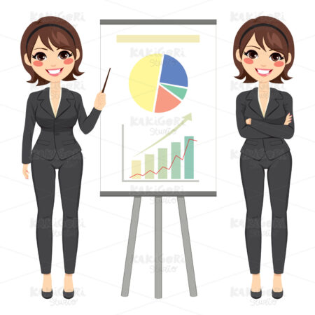Businesswoman With Chart Clipart Vector Illustration 02606