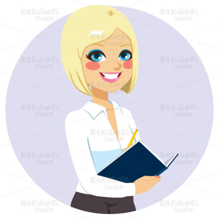 Businesswoman Working Notes Clipart Vector Illustration 03335
