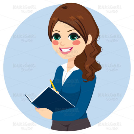 Businesswoman Writing Notes Clipart Vector Illustration 03309